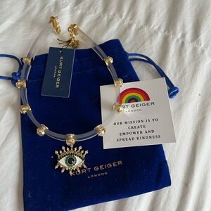 Kurt Geiger Gold and Clear Eye Necklace
